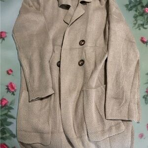 Women's Beige Double-Breasted Cardigan
